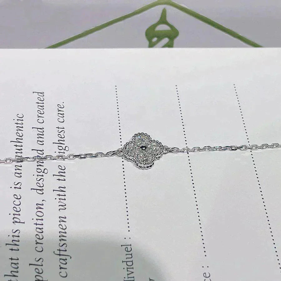 VCA CLOVER SINGLE FLOWER BRACELET SILVER