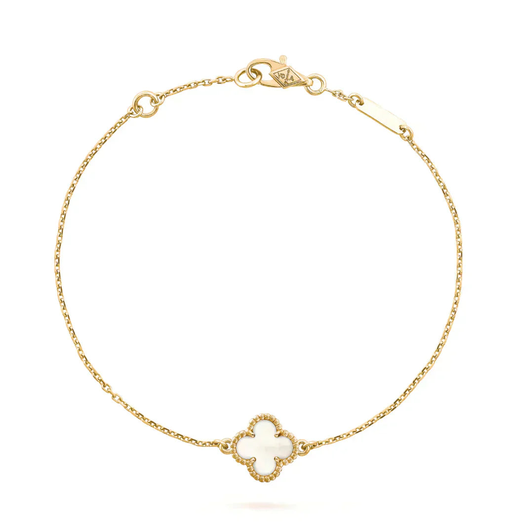 VCA CLOVER WHITE MOP SINGLE FLOWER BRACELET